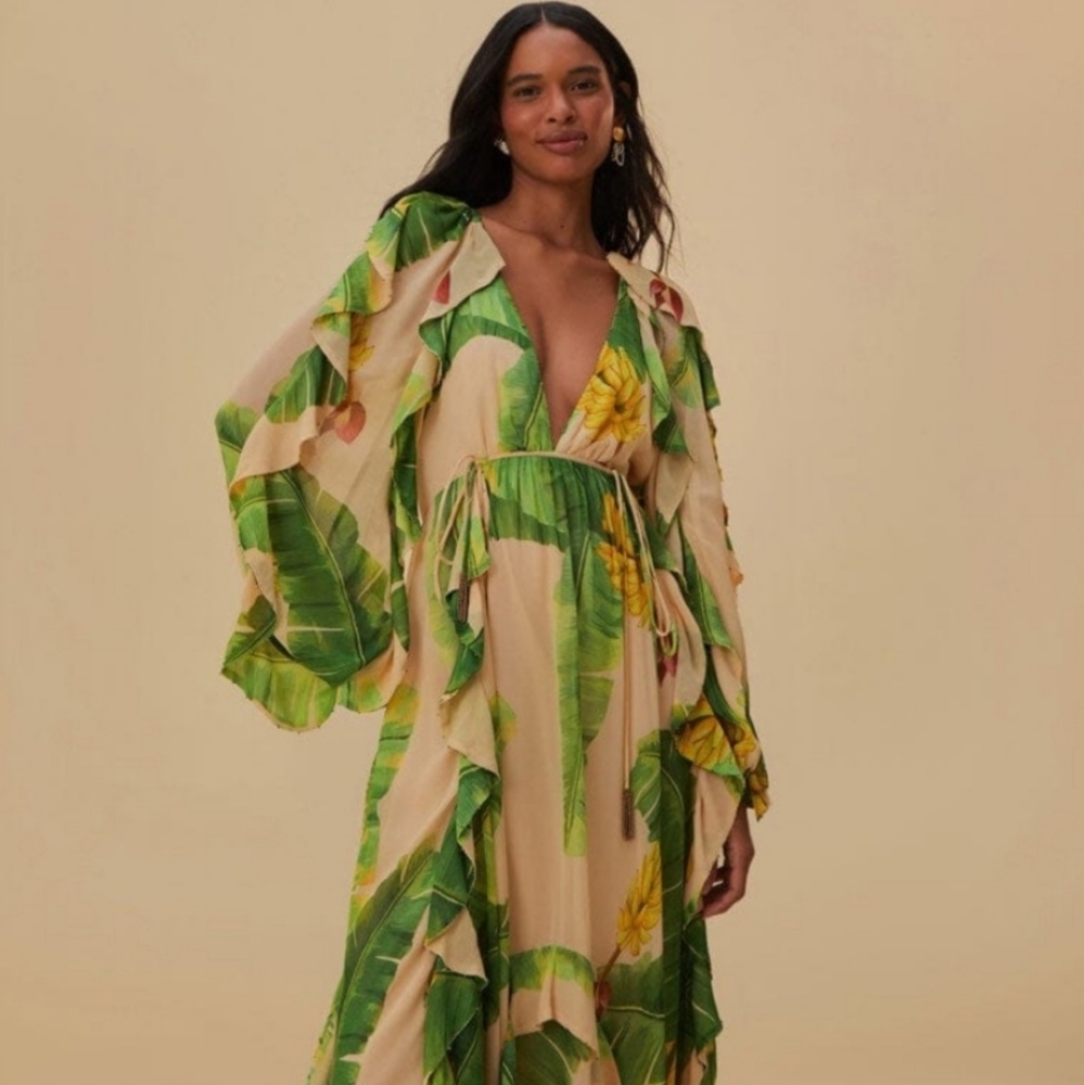 Farm Rio Fresh Bananas Maxi Dress Size Large Nwt - Picture 6 of 15